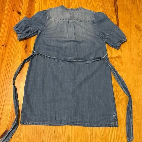 Sanctuary Denim Short Sleeve Sash Belt Blue Jean Mini Dress Women’s SMALL - Picture 9 of 9